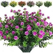 billiga Artificiell Blomma-6 buntar konstgjorda blommor utomhus falska blommor för dekoration UV-resistenta, bleknar inte, konstgjorda plastväxter, trädgårdsveranda, fönsterlåda, dekor