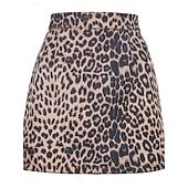 economico Gonne grafiche-Per donna Gonna in finta pelle scamosciata Moda Casual Mini Vita Alta Gonne Leopardo Stampato Micro-elastico Quotidiano Streetwear Marrone Verde Beige Primavera