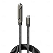abordables Câbles de téléphone portable-Câble USB-C vers Type-C 240 W, tête pivotante à 180° avec support pour téléphone, câble de charge rapide tressé en nylon pour MacBook, iPhone 17/16/15 Pro Max, Samsung S26 Ultra Plus, iPad Pro et