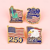 cheap U.S. 250th Anniversary-4pcs U.S. 250th Anniversary Enamel Pins Patriotic Metal Badge Set, Cartoon USA Flag, Statue of Liberty &amp; Bald Eagle, Creative Collectible Accessories for Clothing &amp; Gifts