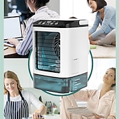 economico Ventilatori da Scrivania-Ventilatore condizionatore portatile, raffrescatore evaporativo personale da 1400 ml con 10 ore di autonomia, ventilatore da tavolo con umidificatore a nebulizzazione, mini condizionatore a 3 velocità