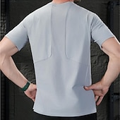 cheap Men's Casual T-shirts-Men's T Shirt Short Sleeve Shirt Tee Top Short Sleeve Crew Neck Summer Spring Solid Color Streetwear Stylish Leisure Quick Dry Slim Daily Vacation Sport Black Blue Grey Top Tee for Men