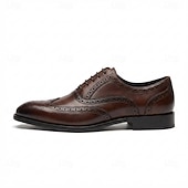 abordables Zapatos de Vestir Clásicos-Zapatos Oxford brogue de hombre color amarillo mostaza con puntera perforada, zapatos de vestir clásicos de estilo vintage para hombre, ideales para bodas, reuniones de negocios, fiestas y ocasiones formales.
