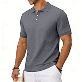 cheap Men's Classic Polo-Men's Polo Polo Shirts Casual Street Lapel Short Sleeve Basic Modern Plain Lightweight Buttons Summer Spring Regular Fit Black White Khaki Dark Grey Army Green Polo