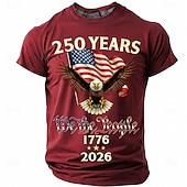  2026年7月4日 250周年 男性用 おかしい Tシャツ 半袖 Tシャツ 3Dプリント クルーネック シャツ ファッション デザイナー シンプル カジュアル 日常 パーティー レイクブルー ブラック ルビーレッド 夏 春 衣類 S M L XL XXL XXXL