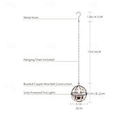ieftine Lumini de cale și lanterne-Lumânări solare metalice cu sferă de lumină, lumini decorative suspendate din fier forjat, lumini LED solare pentru exterior, lumini pandantive pentru grădină și terasă, potrivite pentru grădini,