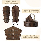 voordelige Outfits-Set Middeleeuws Renaissance Outfits Fancy kostuum Krijger Vikingen Kostuum Voor heren Viking Halloween Carnaval Prestatie LARP Ren Faire Volwassenen Zomer Lente