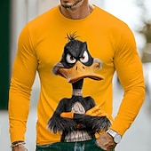  Ανδρικό μονόχρωμο μπλουζάκι με θέμα τα ζώα, μπλουζάκι με μακριά μανίκια, πουκάμισο με στρογγυλή λαιμόκοψη, αστείο, casual, καθημερινό, street, μπλε, μαύρο, κίτρινο, άνοιξη, φθινόπωρο, ρούχα, ένδυση