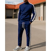 Χαμηλού Κόστους Αθλητικά κοστούμια-Ανδρικά Φόρμα Στολή τρεξίματος Σετ Φόρμας Πλήρες φερμουάρ Συνδυασμός Χρωμάτων Ρούχα σύνολα Φθινόπωρο &amp; Χειμώνας Μαύρο Κίτρινο Για Υπαίθρια Χρήση Ταξίδια Αθλητικά Ζεστό Μακρυμάνικο Αθλητισμός