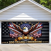 ieftine 250 de ani de la-Decorațiune pentru capacul ușii de garaj cu ocazia celei de-a 250-a aniversări a SUA, fundal pentru fotografie cu vulturul din 4 iulie, banner american 1776-2026 pentru decor patriotic al Zilei Independenței