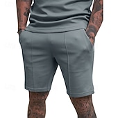 voordelige Sweat short-Voor heren Sweat short Korte broek Zomer korte broeken Casual korte broek Zak Elastische taille Effen kleur Comfort Ademend Knielengte Casual Buiten Vakantie Vakantie Modieus Zwart Wit Micro-elastisch