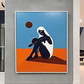 Недорогие Картины с людьми-большая абстрактная картина, оригинальная минималистичная картина, абстрактное искусство, картина с изображением чернокожих женщин, синяя абстрактная картина, большая картина с диваном на стену.