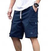 billiga Klassisk-Herr Cargobyxor Cargo-shorts Shorts Casual shorts Snörning Ficka Elastisk midja Slät Enfärgat Knelängd Utomhus Streetwear Camping Mode Streetwear Svart Marinblå Oelastisk