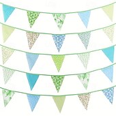 baratos Evento e suprimentos de festa-Bandeirinhas de tecido floral estilo campestre de 10m/393,7 polegadas, bandeirinhas de cordão para pendurar em ambientes internos e externos, bandeirinhas de puxar com estampa floral vintage para