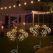 abordables Éclairage paysager-Guirlande lumineuse solaire en forme de pissenlit, effet feu d'artifice - 2 modes d'éclairage pour jardin, pelouse, camping, décoration de fête (1 pièce)