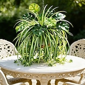 levne Event &amp; Party Supplies-Sada 2 ks = pavoučí rostlina + monstera, umělé závěsné rostliny v severském stylu, UV odolná venkovní zeleň pro domov, obývací pokoj, dekoraci na balkon, vhodné na Valentýna, Velikonoce atd.