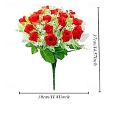 baratos Flor artificial-Arranjo requintado de rosas artificiais para lápides, ideal para o Dia da Memória, funerais e cemitérios, expressando condolências e despedidas a familiares e amigos.