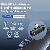 cheap Cables &amp; Adapters-USB C to Dual USB C Adapter, 2 in 1 USB-C Headphone and Charger Adapter with DAC Chip Hi-Res Audio, PD Fast Charging Splitter Compatible with iPhone 17 Pro Max, iPad, Samsung Galaxy S26 Ultra Plus