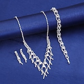 preiswerte Schmucksets-Schmuckset 3 Chrom 1 Armband Ohrringe Halskette Damen Mode Schmuck-Set Für Party