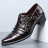 economico Mocassini-Scarpe eleganti da uomo grigie con fibbia e punta affusolata, con stampa coccodrillo e borchie, ideali per matrimoni, banchetti, feste, balli di fine anno, spettacoli teatrali e serate di lusso.