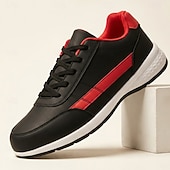 baratos Sapatos Casuais com Cadarço-Homens Casual Ao ar livre Pele PU Com Cadarço Preto Azul Verão Primavera Outono