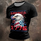  4 luglio 2026 250° Per uomo Tinta unica Bandiera Americana Maglietta Manica Corta maglietta Stampa 3D Girocollo Camicia Vintage Retrò Patriotico Quotidiano Festival Nero Bianco Estate Primavera