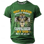  Maglietta per uomo con Bibbia Leone di Giuda Croce Creatore dei modi Lavoratore di miracoli Mio Dio Religiosa Cristiano Spirituale Worship T-Shirt Grafica Collo a giro Regular Fit Chiesa Domenica