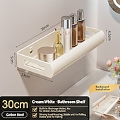 baratos Conjunto de acessórios de casa de banho-Prateleira de parede para banheiro, estilo creme, 30/40/50 cm – organizador para pia e vaso sanitário, sem necessidade de furar, economiza espaço, durável, fácil de instalar, perfeito para organizar o