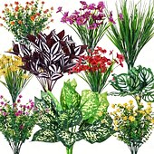 levne Umělé rostliny a zeleň-24 ks umělých rostlin zimozeleň, stonky, UV odolné umělé rostliny do interiéru &amp;venkovní, závěsná zeleň do zahrady, na verandu, do okenního truhlíku, na dům, na svatbu &amp;dekorace farmářského domu