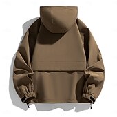 Недорогие Повседневные куртки-Универсальные Легкая куртка на открытом воздухе Водонепроницаемость УФ-защита от солнца Капюшон Свободный силуэт Весна Винтаж На каждый день Вырез под горло Короткая Коричневый Жакеты
