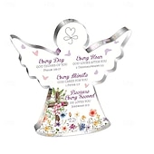 זול פסלים-מתנה דתית מוטיבציונית אחת, פסוק תנ"ך, מתאימה לאמא, אחיות, חברות ועמיתים, קישוט שולחן עבודה אקרילי בצורת מלאך