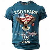  2026年7月4日 250周年 男性用 おかしい Tシャツ 半袖 Tシャツ 3Dプリント クルーネック シャツ ファッション デザイナー シンプル カジュアル 日常 パーティー レイクブルー ブラック ルビーレッド 夏 春 衣類 S M L XL XXL XXXL