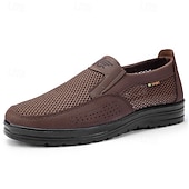 cheap Slip-On Casual Shoes-Men's Gray Slip-On Casual Loafers Breathable Lightweight Comfort Walking Shoes for Daily Wear, Travel, Commuting, Office and Smart Casual Style