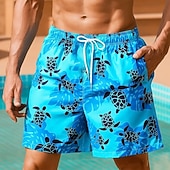 abordables Impresión del océano-Hombre tortugas Criaturas del mar Bañador largo Pantalones de Surf Pantalón corto Media cintura Ropa de calle Hawaiano Casual Diario Festivos Bolsillo Correa Cintura elástica Diseñador Ropa
