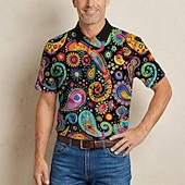  Retrò Vintage Hippie Anni '70 Camicia Maniche corte Hippie Paisley Etnico Costume Per uomo Festival Musicale Feste Abbigliamento quotidiano Adulti Camicia Primavera & Estate