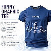 economico T-shirt di Umorismo Sarcastico-T-shirt grafica a manica corta da uomo | "Sto bene" Sprofondo pollice in su maglietta umoristica | Design relazionabile per lo stile di vita