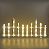 voordelige Pathway Lights &amp; Lanterns-Witte schutting met zonneverlichting voor de tuin, tuinafscheiding met zonneverlichting en afstandsbediening, decoratieve mini-hekwerkjes voor een klein bloemenpad, boom, erf of huisdierafscheiding.