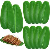 cheap Artificial Plants &amp; Greenery-10 Pcs Banana Leaves for Cooking 22 in Tropical Artificial Faux Tropical Leaves Spring Summer Hawaiian Luau Banana Leaf Plates Pisang Foliage for Party Table Decoration