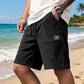 cheap Casual Shorts-Men's Shorts Casual Shorts Corduroy Shorts Pocket Elastic Waist Plain Textured Comfort Breathable Knee Length Casual Outdoor Beach Vacation Fashion Black White Stretchy