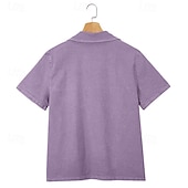  Herren Acid-Wash-Shirt Baumwoll-Poloshirt Lässig Geschäft Gerippter Polokragen Kurzarm Mode Basic Einfarbig Farbblock Knöpfe Gewaschen Sommer Frühling Frühling & Herbst Normale Passform Schwarz