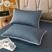 cheap Sheets &amp; Pillowcase-Cooling Pillowcase Quilted Ice Silk Pillow Cover Soft Breathable Bed Pillow Protector for Summer Sleeping