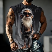 abordables T-shirts 3D-Homme A Ombre Vieil Homme Sous-Vêtements Sans manches T-shirt Impression 3D Col ras du cou Chemise Drôle Occasionnel Quotidien Rue Bleu Noir Rouge Printemps &amp; Été Vêtement Tenue S M L XL 2XL 3XL