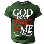 baratos Camisetas de fé-Camiseta Masculina da Bíblia Deus Não Brinca Comigo Camiseta Cristã Urbana Fé Religiosa Proteção Divina Estampa Gráfica Cruz Manga Curta Azul Marinho Roupas de Designer