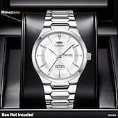 levne Quartz hodinky-Pánské luxusní hodinky s dvoubarevným zlatým a stříbrným náramkem z nerezové oceli, černý ciferník, datum a datum, vodotěsné quartzové náramkové hodinky, módní business hodinky, dárek pro muže k