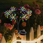 abordables Éclairage paysager-Guirlande lumineuse solaire en forme de pissenlit, effet feu d'artifice - 2 modes d'éclairage pour jardin, pelouse, camping, décoration de fête (1 pièce)
