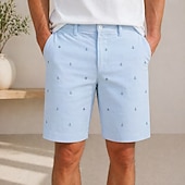 abordables Pantalones Cortos Impresos-Men's Nautical Anchor Compass Bermuda shorts Casual Shorts Golf Shorts Mid Waist Business Casual Work Beach Sports Outdoor Flat Front Shorts with 4 Pockets Designer Clothing Apparel