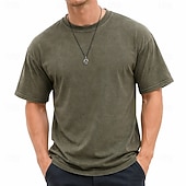 economico magliette di base-SoftFade™ Camicia Uomo 100% Cotone Camicia Acid Wash Manica Corta Collo a Giro Estate Piana Vintage Casual Abbigliamento Tinto Sbiadito Casual Streetwear Rosa Viola Caffè Top Tee per Uomo