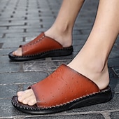 billige Uformelle sandaler-hvite slip-on-mulesandaler for menn, perforerte, pustende komforttøfler, minimalistisk, avslappet stil for menn, perfekt for hjemmet, ferien, feriestedet og sommerens daglige bruk.
