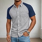 Herr Skjorta Button Down skjorta Casual skjorta Tvätta skjorta i 100 % bomull Rodnande Rosa Blå Grön Ljusgrå Mörkgrå Kortärmad Slät Tröjkrage Ledigt Dagligen Färgblock Kläder Elegant Mode Ledigt