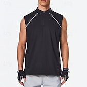 cheap Running Tee &amp; Tank Tops-Men's Solid Colored Workout Tank Top Running Tank Top Gym Tank Top Summer Spring Quarter Zipper Sleeveless Quick Dry Compression Moisture Wicking Breathable Gym Workout Running Walking Jogging Black